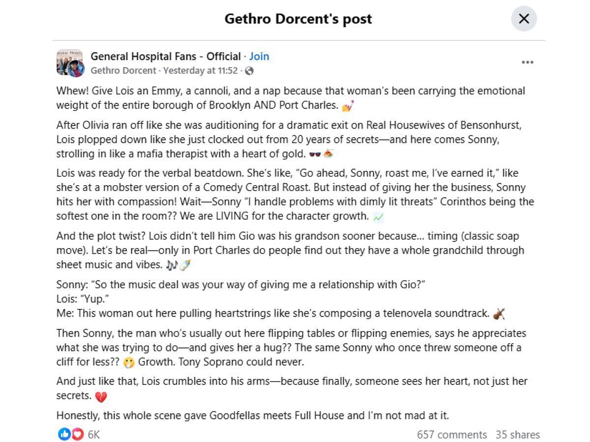 The Original Post by the fan (Image via Facebook/ @Gethro Dorcent)